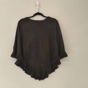 Karen Scott  Black ruffled poncho Women's Size PS/PM
